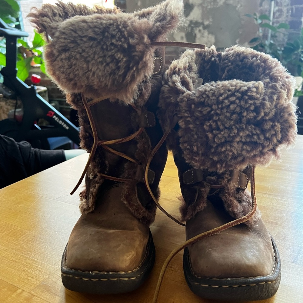 Born Telly Shearling Boots sz 10 42 Leather - Picture 4 of 7